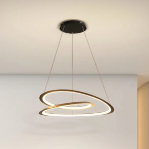 Nowoczesna Metalowa Lampa Wisząca Nemo Kepler nad stół w kolorze czarnym i białym jako niekończąca się, nakładająca się na siebie taśma