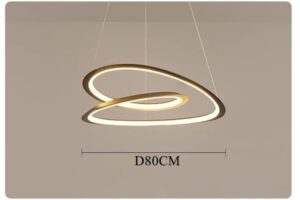 Nowoczesna Metalowa Lampa Wisząca Nemo Kepler nad stół w kolorze czarnym i białym jako niekończąca się, nakładająca się na siebie taśma