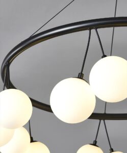 Nowoczesna Szklana Lampa Wisząca Palilo w Kolorze Czarnym