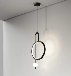 Nowoczesna Elegancka Metalowa Lampa Wisząca Mirror Ring LED w Kolorze Złotym