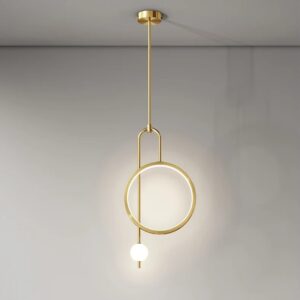 Nowoczesna Elegancka Metalowa Lampa Wisząca Mirror Ring LED w Kolorze Złotym