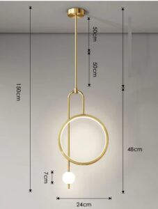 Nowoczesna Elegancka Metalowa Lampa Wisząca Mirror Ring LED w Kolorze Złotym