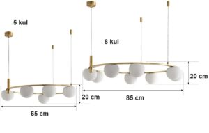 Nowoczesna Elegancka Szklana Lampa Wisząca Miira Żyrandol w Kolorze Złotym