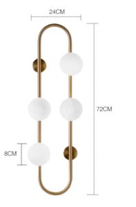 Nowoczesna Klasyczna Lampa Ścienna Yango Kinkiet ze Szklanymi Kulami w Kolorze Złotym i Czarnym