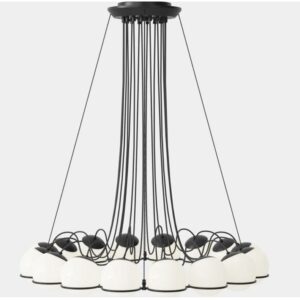 Nowoczesna Lampa Wisząca Model Sfere Żyrandol ze Szklanymi Kulami w Kolorze Czarnym i Złotym