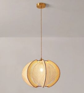 Klasyczna Rustykalna Drewniana Lampa Wisząca Cancun Boho w Kolorze Jasnego Drewna z Białym Sznurkiem