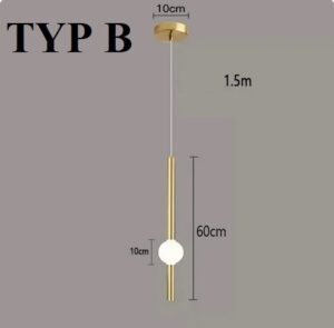 Nowoczesna Minimalistyczna Wisząca Lampa Sufitowa Orion Globe w Kolorze Złotym i Czarnym