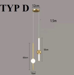 Nowoczesna Minimalistyczna Wisząca Lampa Sufitowa Orion Globe w Kolorze Złotym i Czarnym