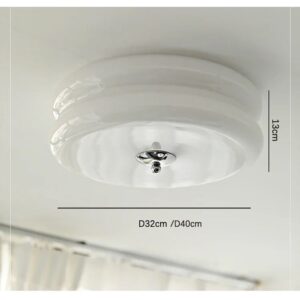 Eklektyczna Minimalistyczna Szklana Lampa Sufitowa Button Plafon w Kolorze Beżowym i Białym
