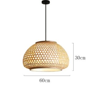 Klasyczna Rustykalna Bambusowa Lampa Wisząca Endon Boho w Kolorze Jasnego Drewna