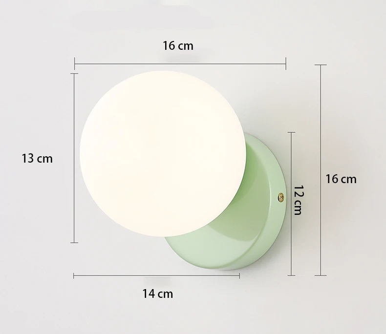 Nowoczesna Klasyczna Metalowa Lampa Ścienna Ball Kinkiet za Szklaną Kulą w Różnych Kolorach