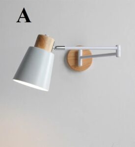 Skandynawska Klasyczna Metalowa Lampa Ścienna Jaspar Kinkiet Regulowany w Kolorze Białym