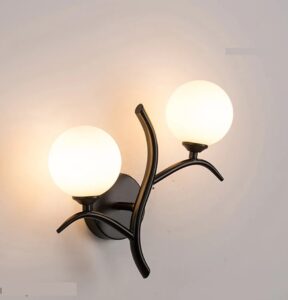 Nowoczesna Klasyczna Metalowa Lampa Ścienna Hunter Kinkiet ze Szklanymi Kulami w Kolorze Złotym i Czarnym