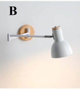 Skandynawska Klasyczna Metalowa Lampa Ścienna Jaspar Kinkiet Regulowany w Kolorze Białym