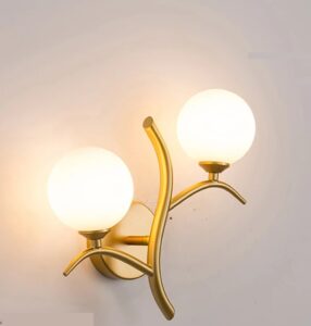 Nowoczesna Klasyczna Metalowa Lampa Ścienna Hunter Kinkiet ze Szklanymi Kulami w Kolorze Złotym i Czarnym