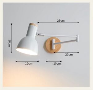 Skandynawska Klasyczna Metalowa Lampa Ścienna Jaspar Kinkiet Regulowany w Kolorze Białym