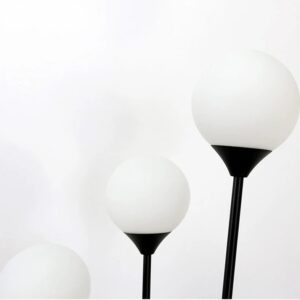 Klasyczna Metalowa Elegancka Lampa Podłogowa Alfi w Kolorze Czarnym, Białym i Złotym z Marmurową Podstawą