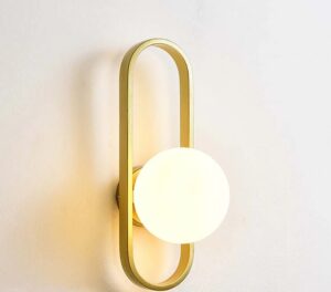 Nowoczesna Klasyczna Metalowa Lampa Ścienna Riva Kinkiet ze Szklaną Kulą w Kolorze Złotym i Czarnym