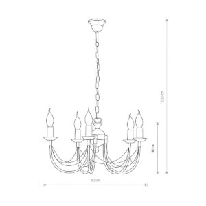 Lampa wisząca świecznikowa, ARES, czarna ze złotą patyną
