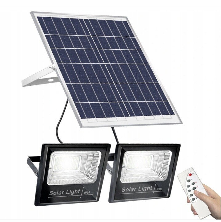 2x LAMPA HALOGEN NAŚWIETLACZ SOLARNY + PILOT