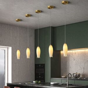 Szklana Lampa Wisząca Tulip Kwiat Biały Wisiorek