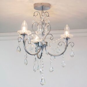 Kryształowa Lampa Wisząca Tabitha Żyrandol Glamour Chrom IP44