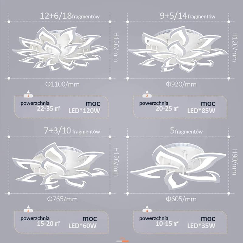 Plafon Kwiat LOTOS Lampa 18 led sufitowy bluetooth Pilot - obrazek 12