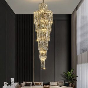 Nowoczesna Kryształowa Lampa Wisząca Luxuria Żyrandol Glamour Złoty