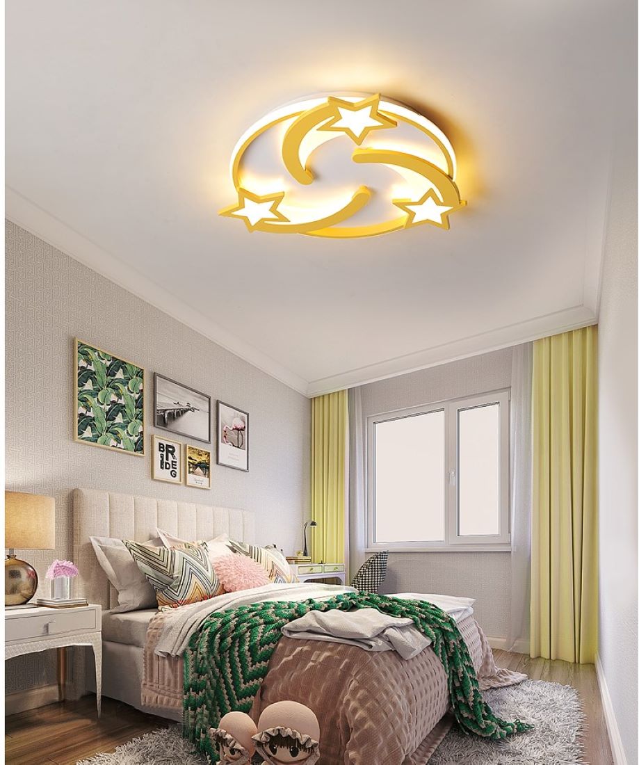 Lampa Sufitowa Spadające Gwiazdy Do Pokoju Dziecięcego LED Złota - obrazek 2