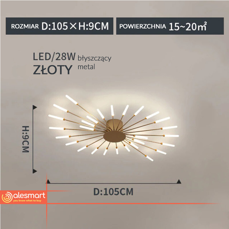 Fajerwerkowy Led Plafon 12-42 Gałęzi Lampa sufitowa - obrazek 14