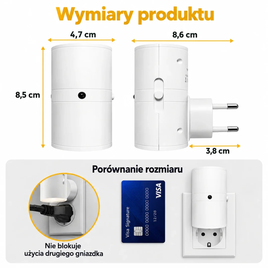 Lampka nocna LED z wtyczką z czujnikiem światła 3 barwy