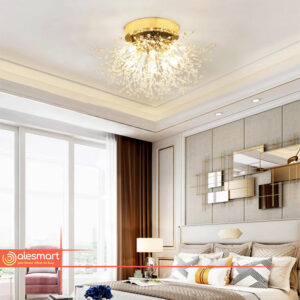 Kryształowa Lampa Sufitowa Dmuchawiec Plafon Złoty