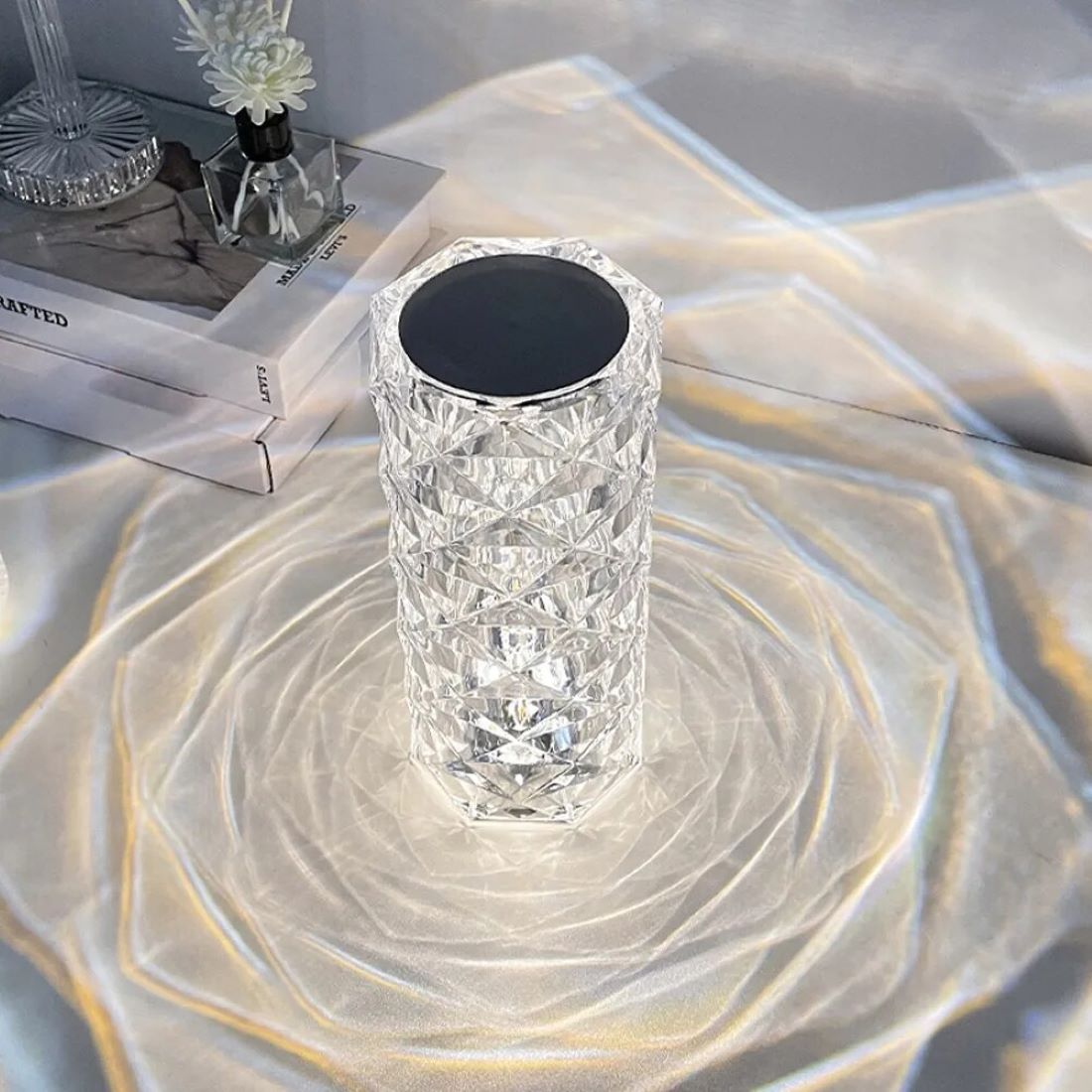 Lampa Stołowa Nocna Glamour Róża LED USB - obrazek 2