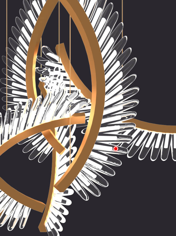 Postmodernistyczna Lampa Sufitowa Art Feather Żyrandol LED - obrazek 2