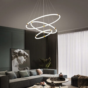 Elegancki Żyrandol do salonu Złote Pierścienie LED