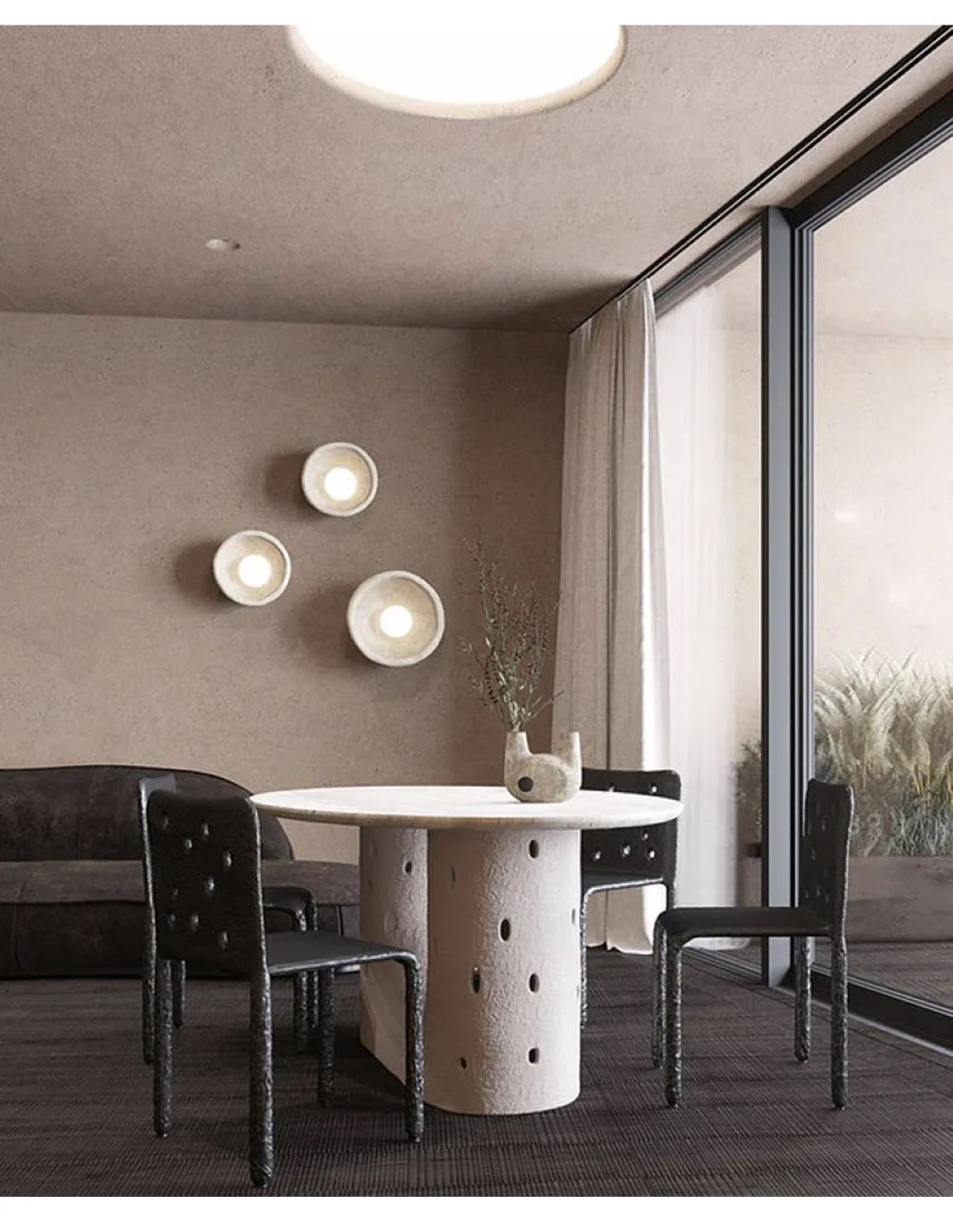 Japońska Lampa Ścienna Wabi-Sabi Circular Kinkiet - obrazek 3