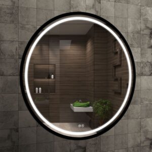 Lustro łazienkowe Baltic okrągłe z oświetleniem LED z ramą
