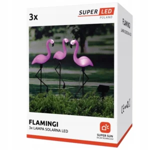 3x Lampa Ogrodowa LED Solarna Flamingi Wbijana Zewnętrzna Ozdobna IP44