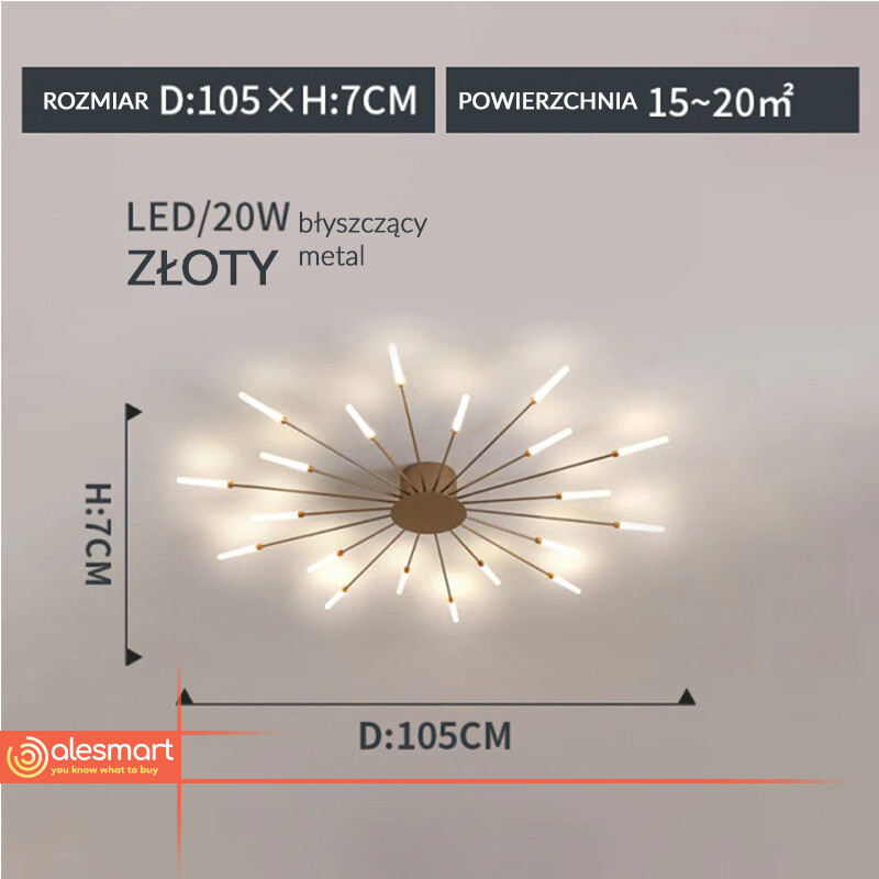 Fajerwerkowy Led Plafon 12-42 Gałęzi Lampa sufitowa - obrazek 13
