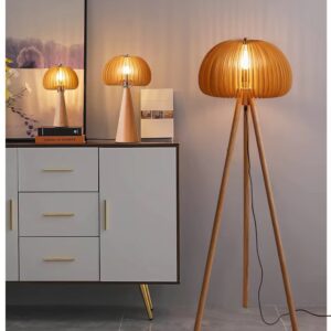 Rustykalna Drewniana Lampa Podłogowa Volum Boho