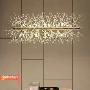 Kryształowa Podłużna Lampa Wisząca Dmuchawiec