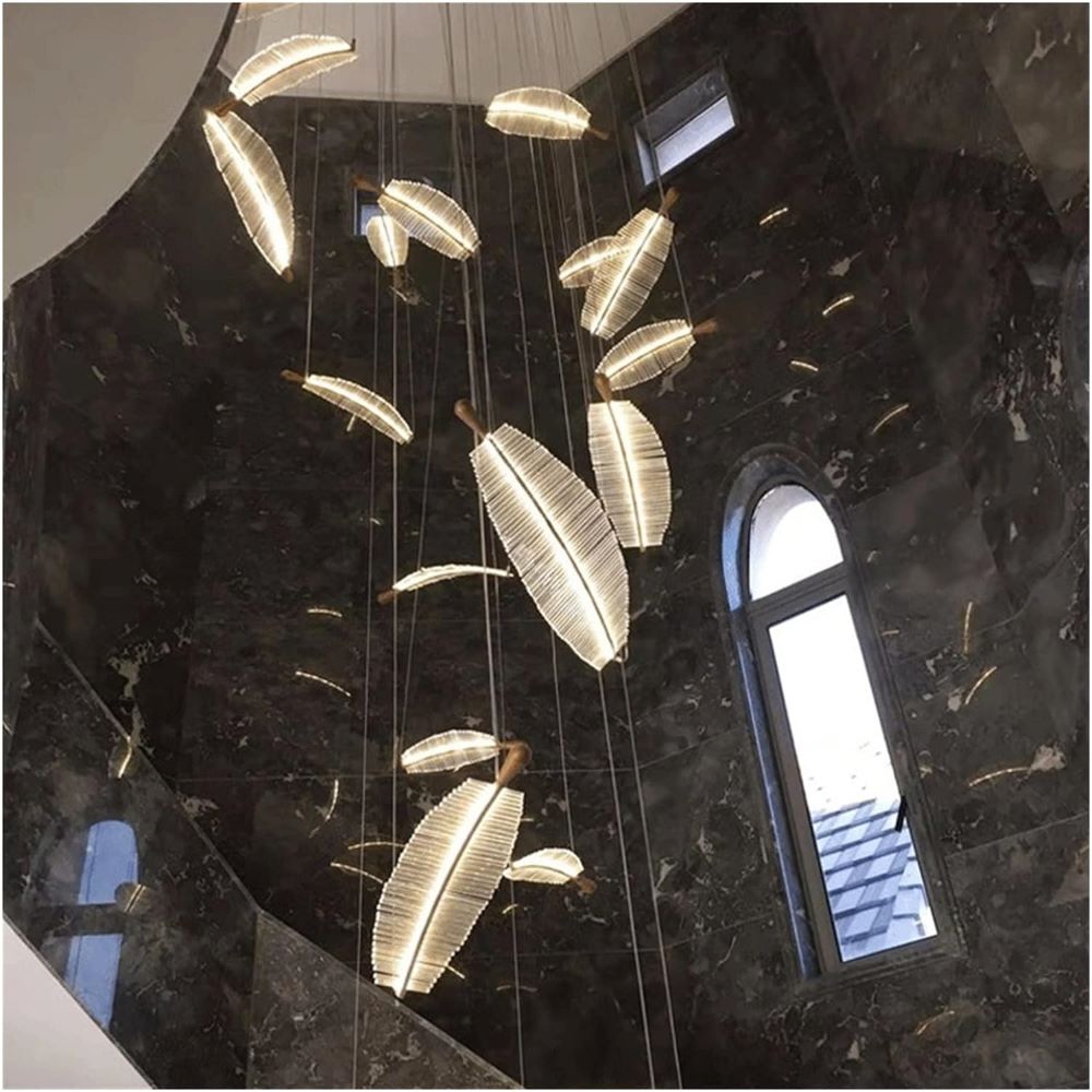 Nowoczesna Lampa Wisząca Leaf Żyrandol Złoty - obrazek 4