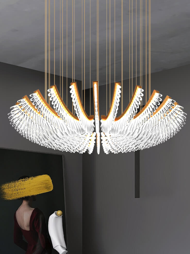 Postmodernistyczna Lampa Sufitowa Art Feather Żyrandol LED - obrazek 4