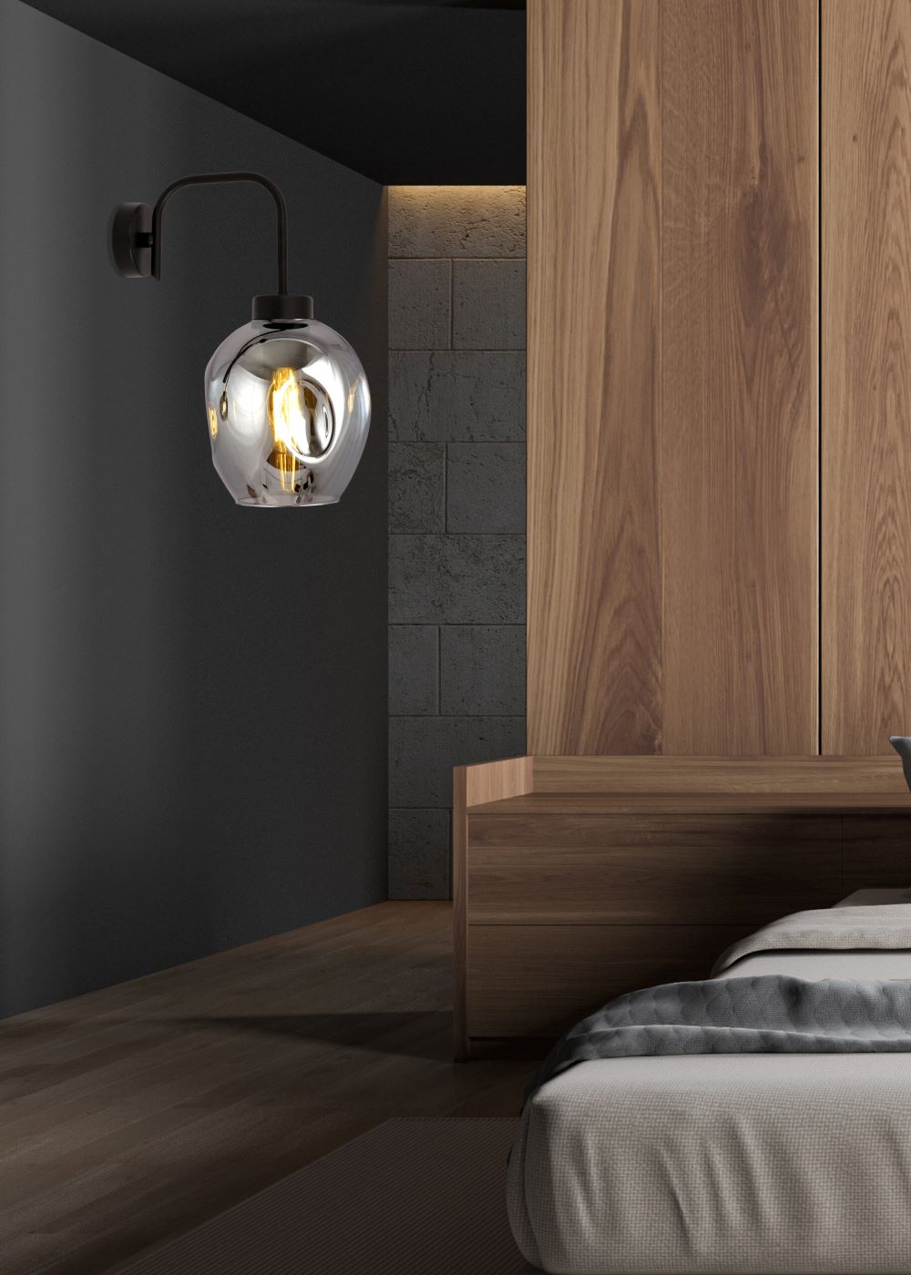 Klasyczna Lampa Ścienna Lukka Kinkiet Szklany - obrazek 4