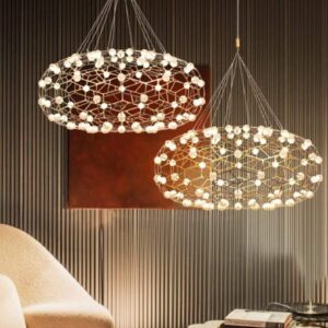 Nowoczesna Lampa Wisząca Mesh Chendelier Żyrandol Złoty