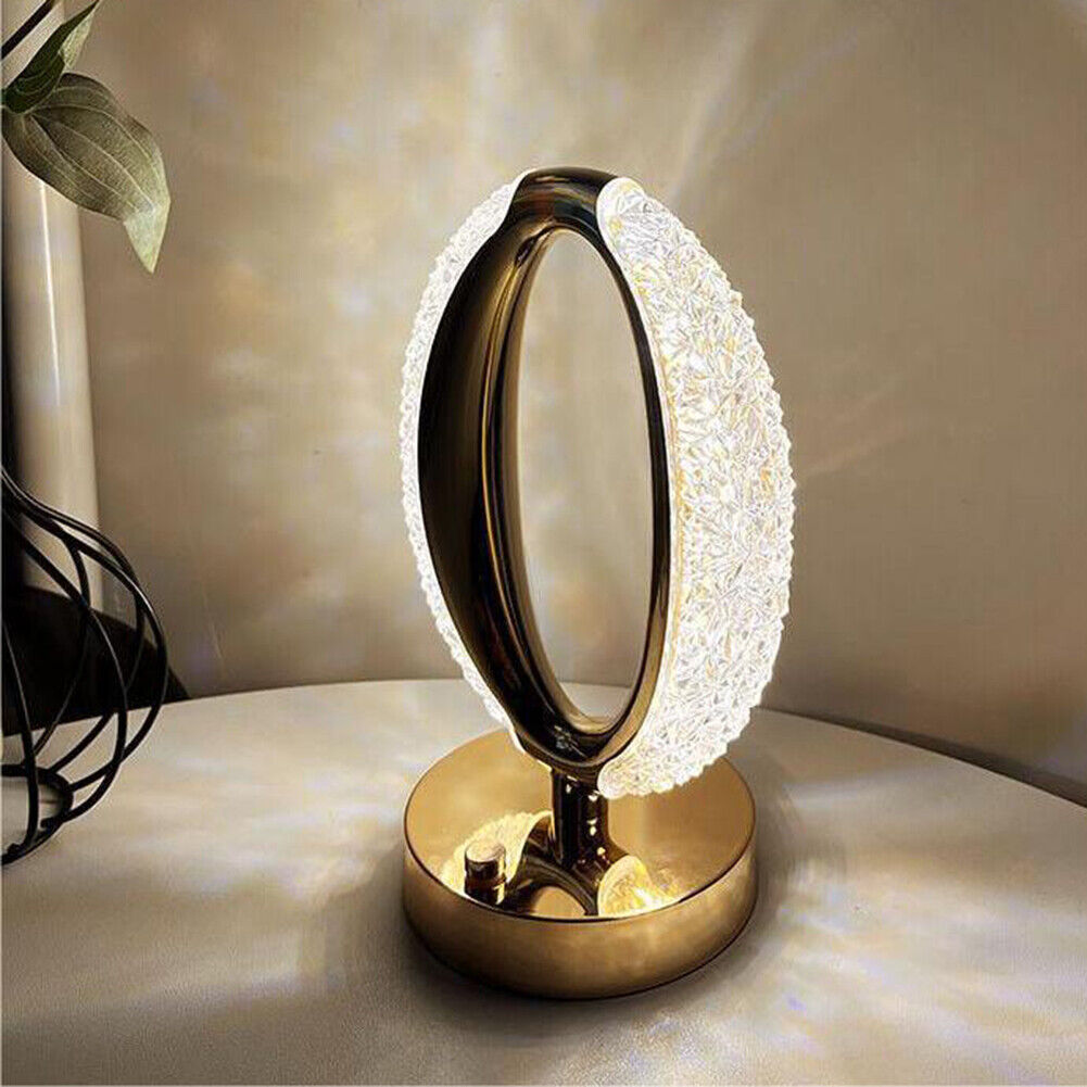 Lampa Stołowa Nocna Glamour Crystal LED USB Złoty - obrazek 4