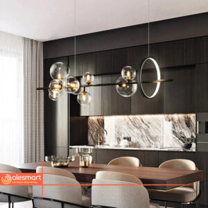 Nowoczesna Lampa Wisząca Orion z Bąbelkami Szklanymi Czarna