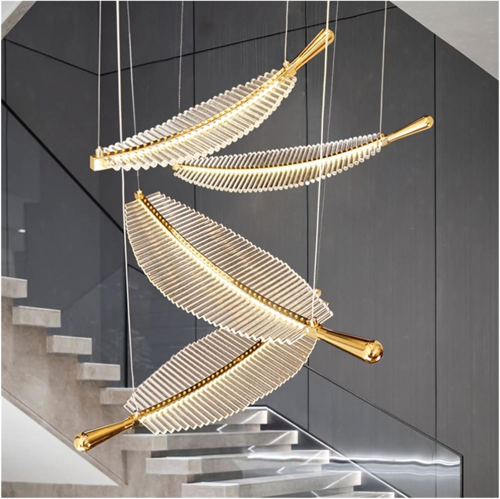 Nowoczesna Lampa Wisząca Leaf Żyrandol Złoty