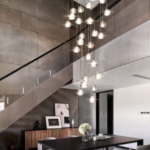 Kryształowa Lampa Wisząca LYOOGEE Żyrandol Srebrny