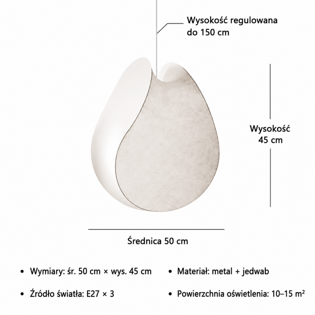 Lampa wisząca Wabi Sabi z jedwabnym abażurem 50